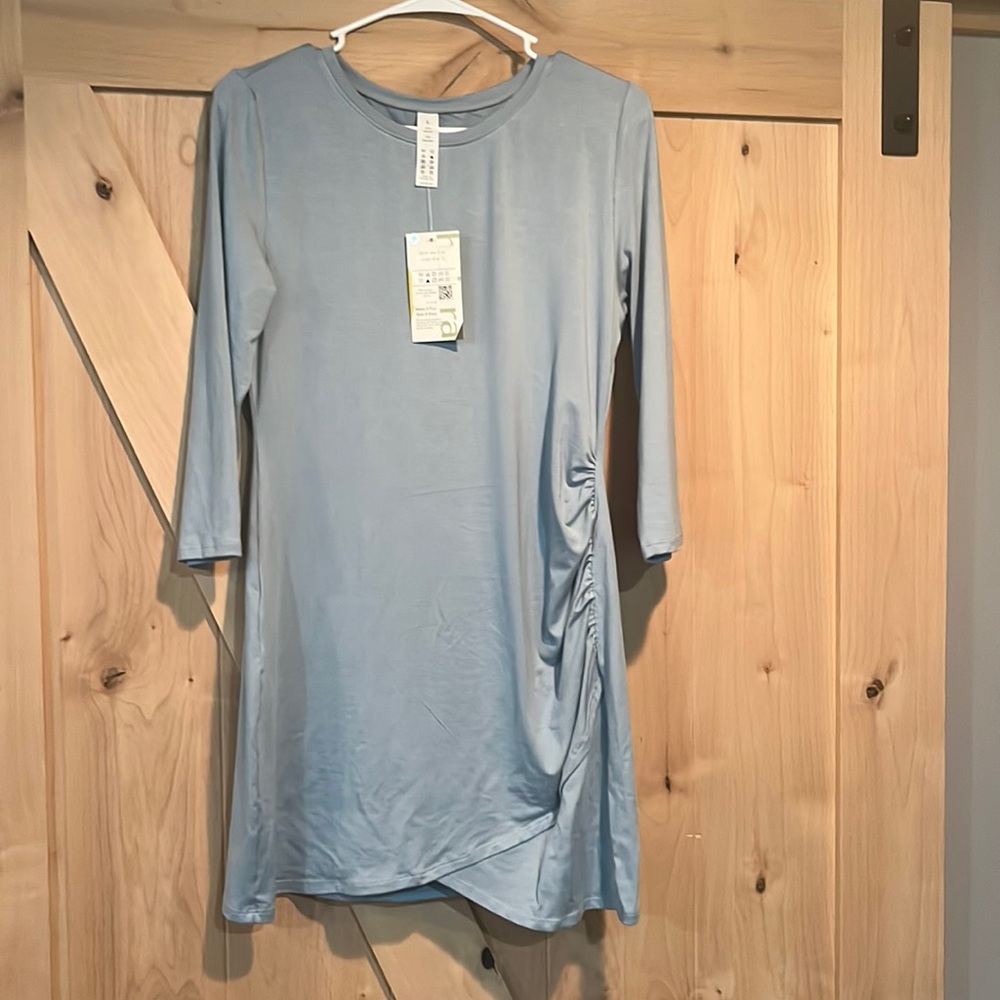 Halara light blue long sleeve dress NWT size large